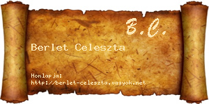 Berlet Celeszta névjegykártya